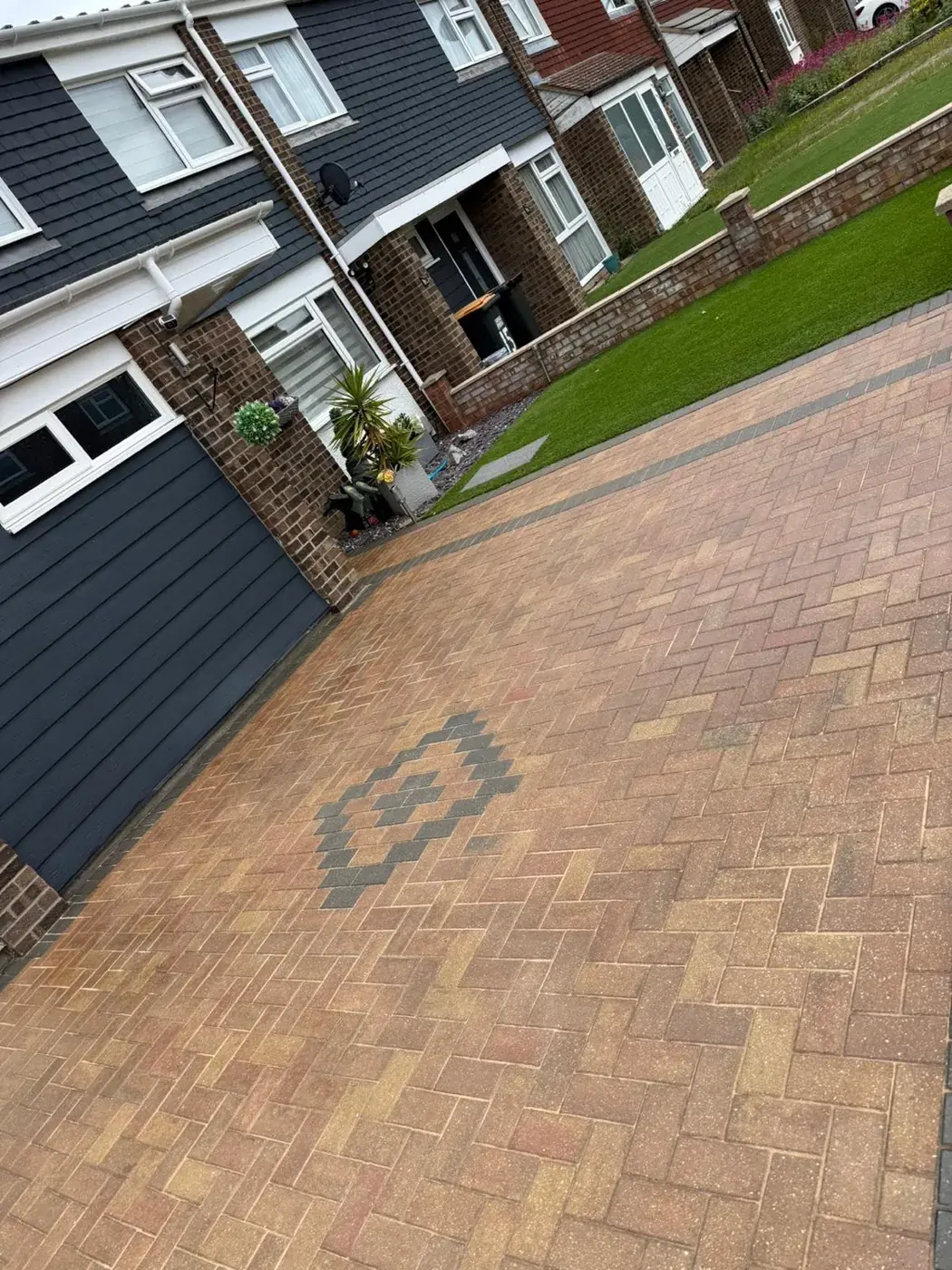 Finished block paved driveway